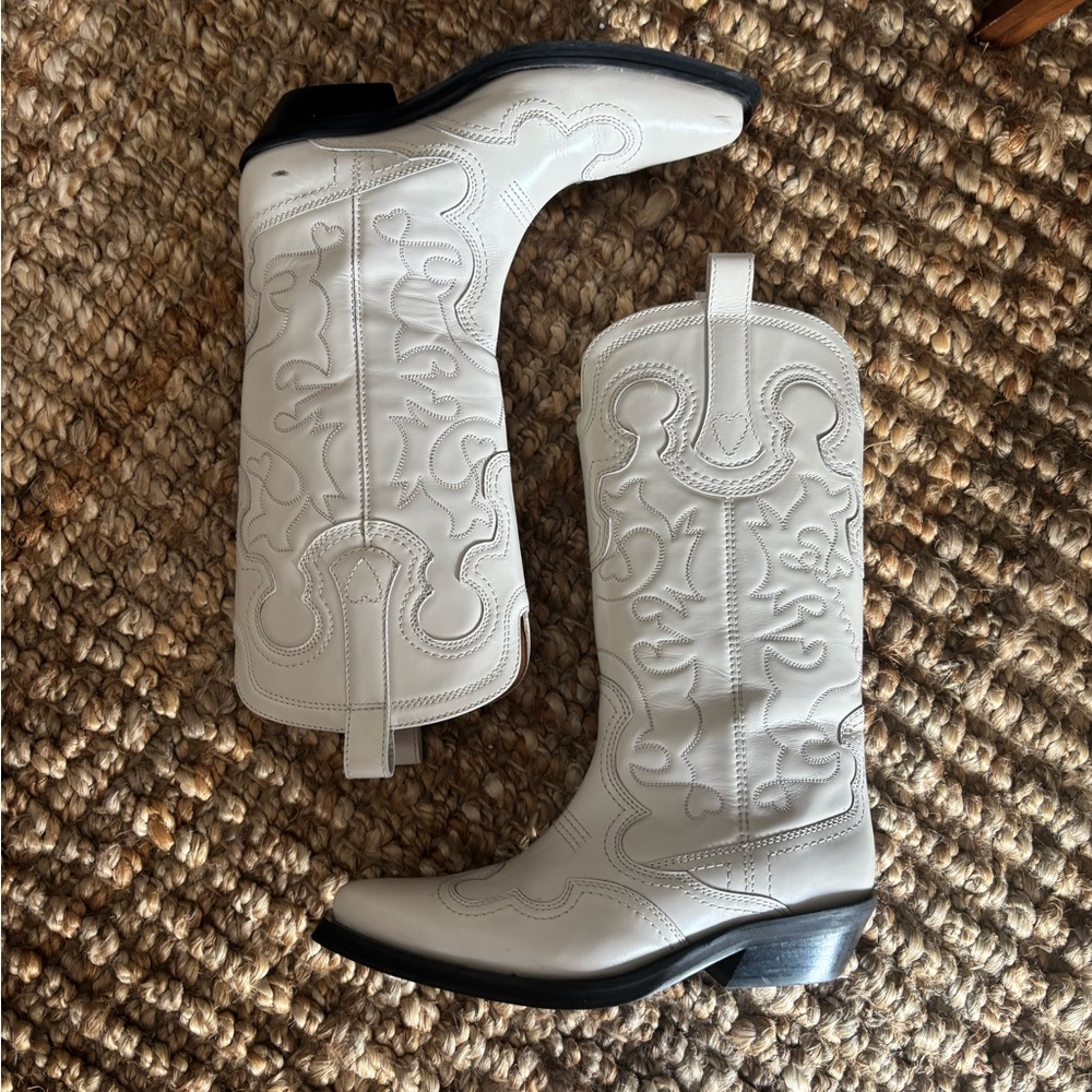 Ganni Leather Western Boots (Size EU39)